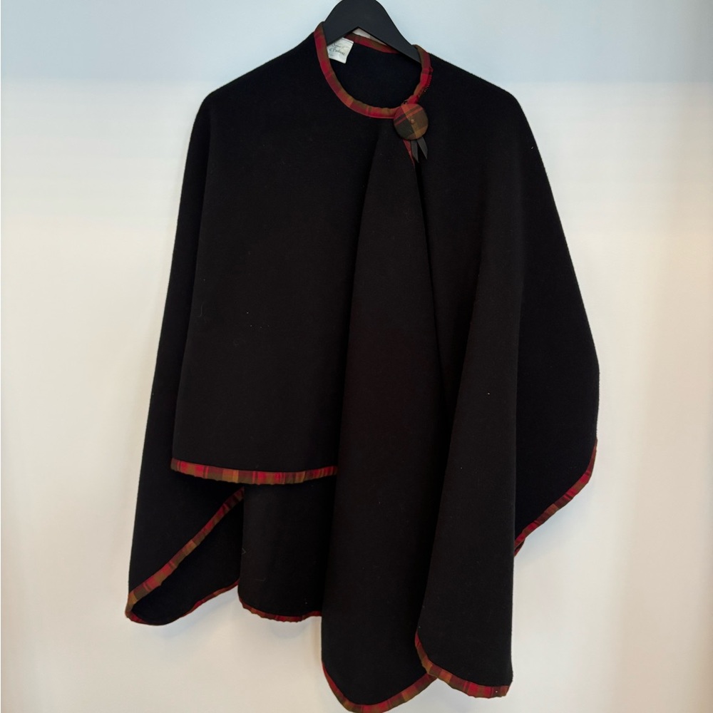 Chic Black Cape with Red Accents